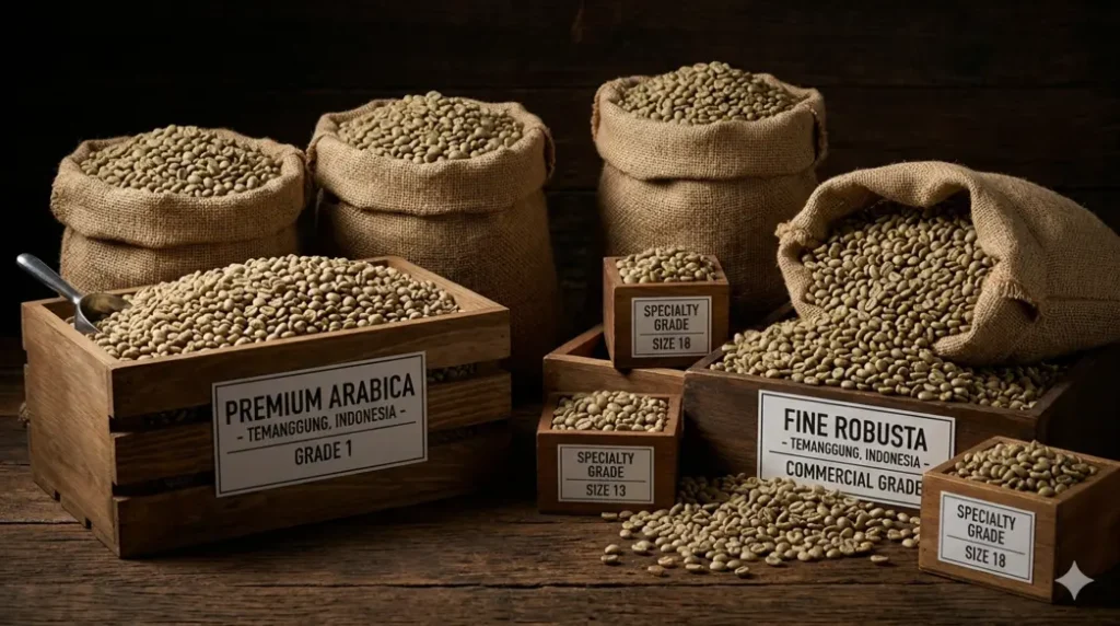greenbean kopi robusta Temanggung grade 1 supplier kopi grosir ekspor