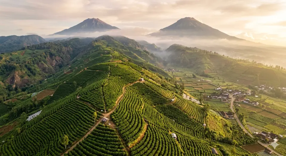 perkebunan kopi robusta Temanggung lereng Sindoro Sumbing supplier kopi terpercaya