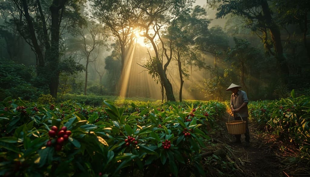 kebun kopi hutan kemuning temanggung di bawah tegakan hutan alam