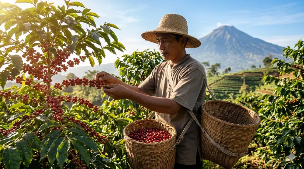 Proses panen kopi robusta Temanggung asli di kebun petani