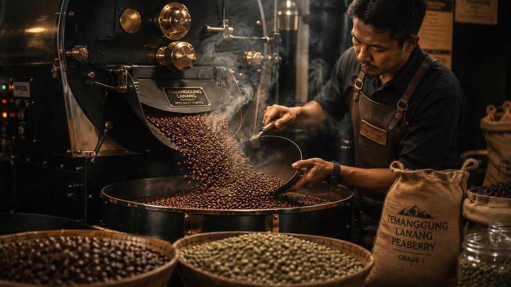proses roasting kopi lanang temanggung di roastery