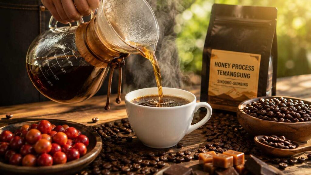 kopi temanggung honey process pour over tasting